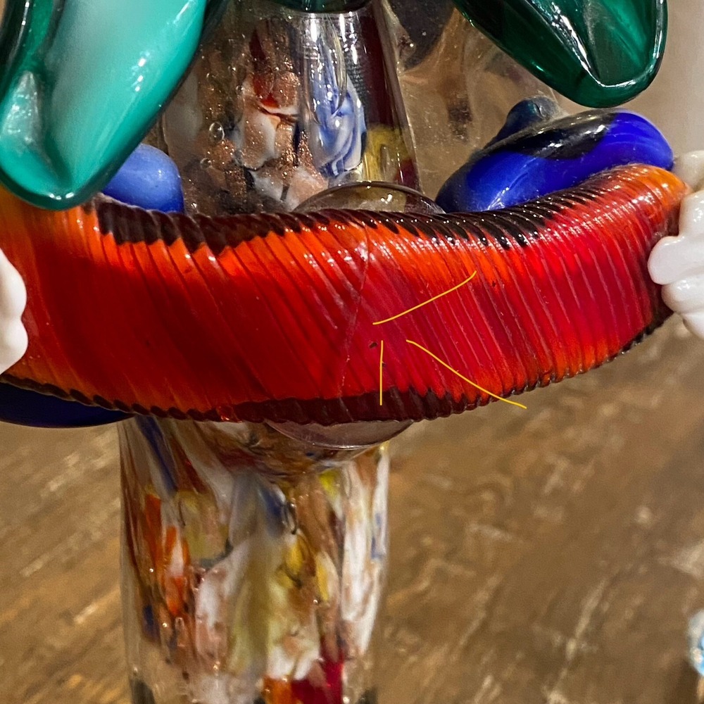 MURANO GLASS CLOWN w/Bow Tie Playing Accordion 10" Vintage Italy Please Read - Picture 7 of 14
